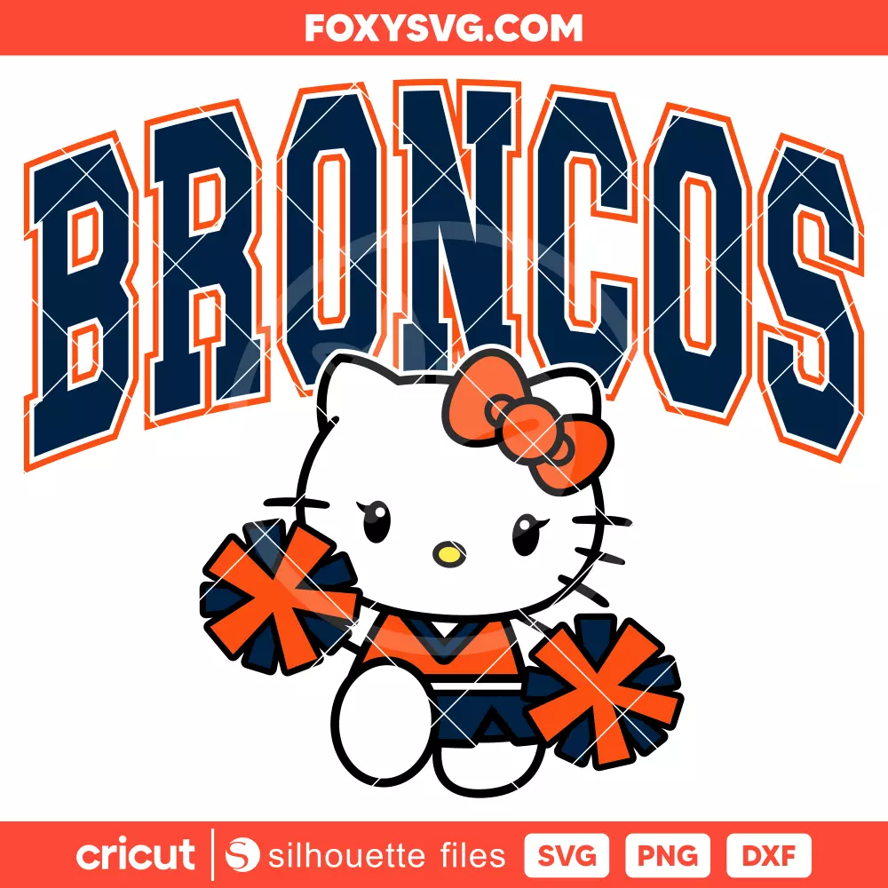Hello Kitty Broncos Cheerleader Svg, NFL Football Svg, Sanrio Svg, Cricut, Silhouette SVG Cut File