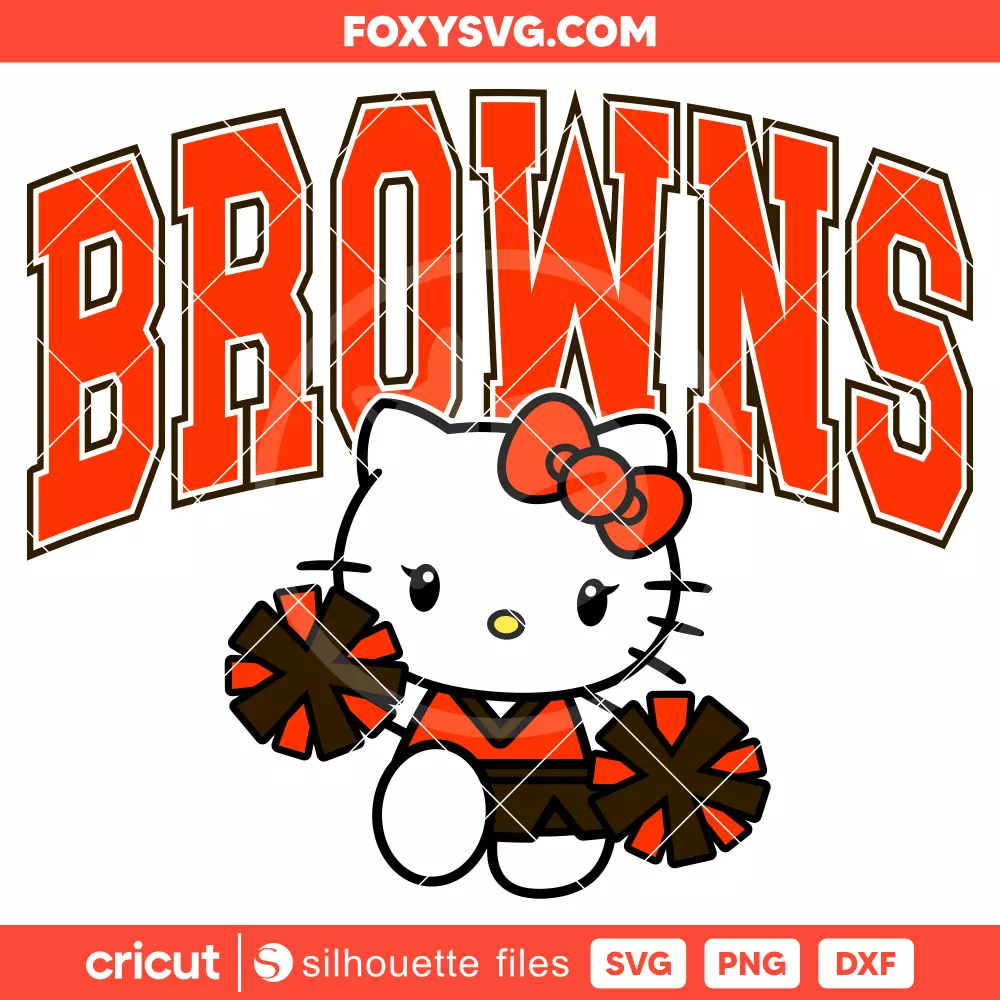 Hello Kitty Browns Cheerleader Svg, NFL Football Svg, Sanrio Svg, Cricut, Silhouette SVG Cut File