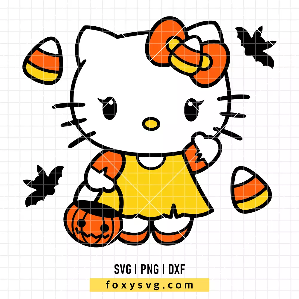 Candy Corn Hello Kitty SVG | Sanrio SVG PNG Design for Cricut, Silhouette
