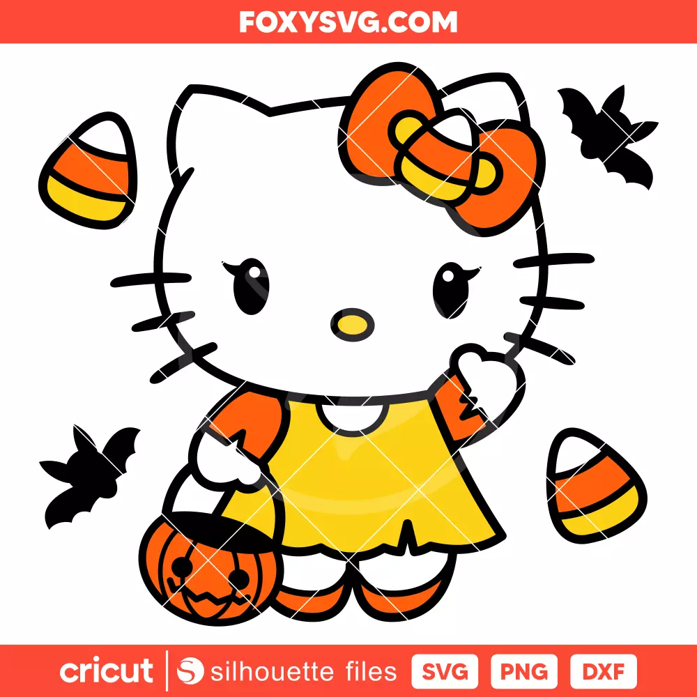 Candy Corn Hello Kitty Svg, Sanrio Svg, Halloween Svg, Cricut, Silhouette SVG Cut File