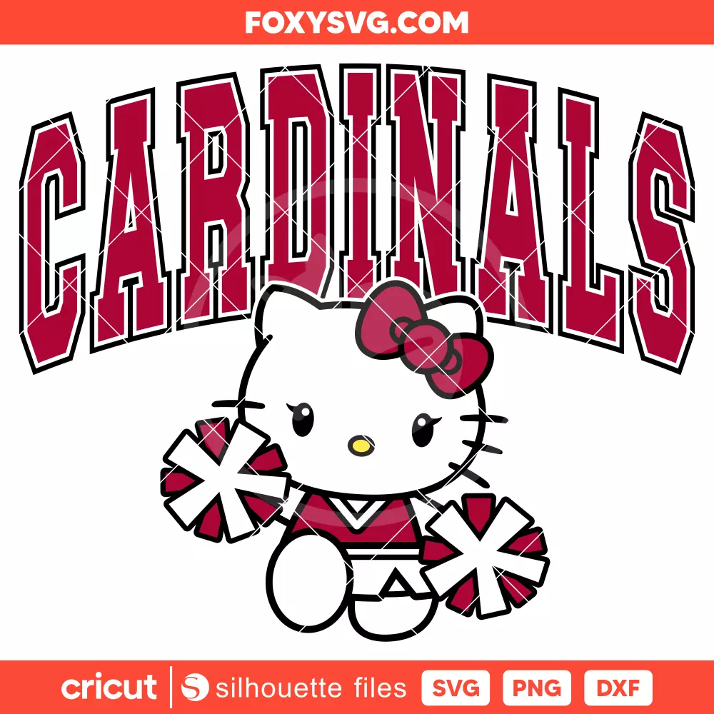 Hello Kitty Cardinals Cheerleader Svg, NFL Football Svg, Sanrio Svg, Cricut, Silhouette SVG Cut File