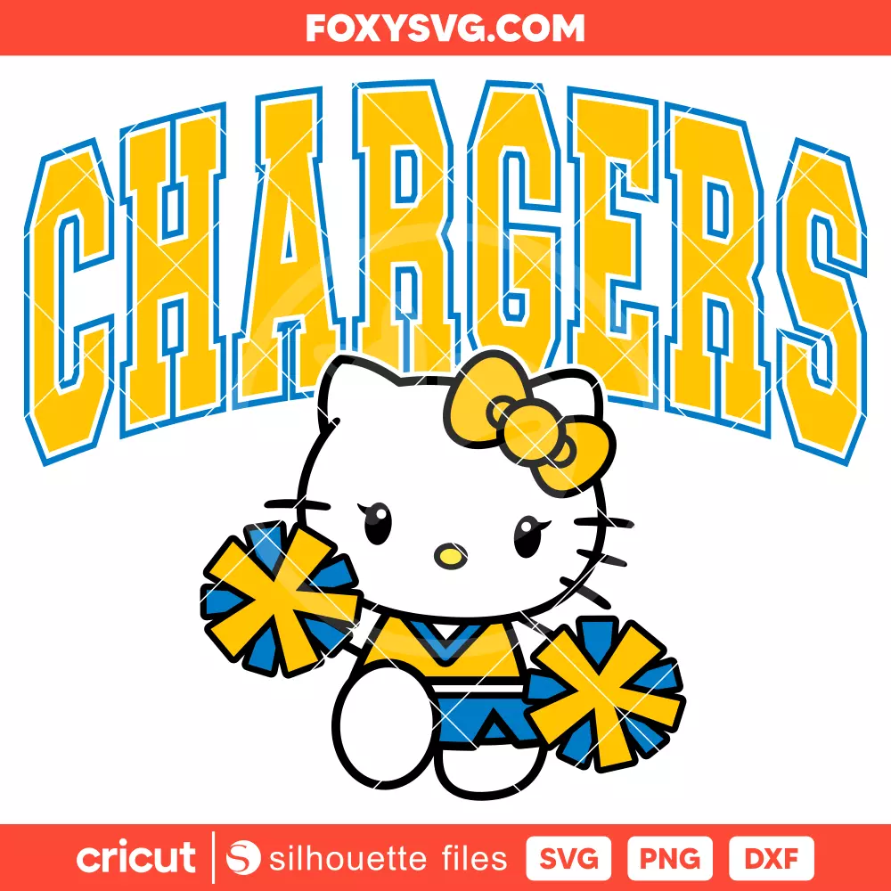 Hello Kitty Chargers Cheerleader Svg, NFL Football Svg, Sanrio Svg, Cricut, Silhouette SVG Cut File