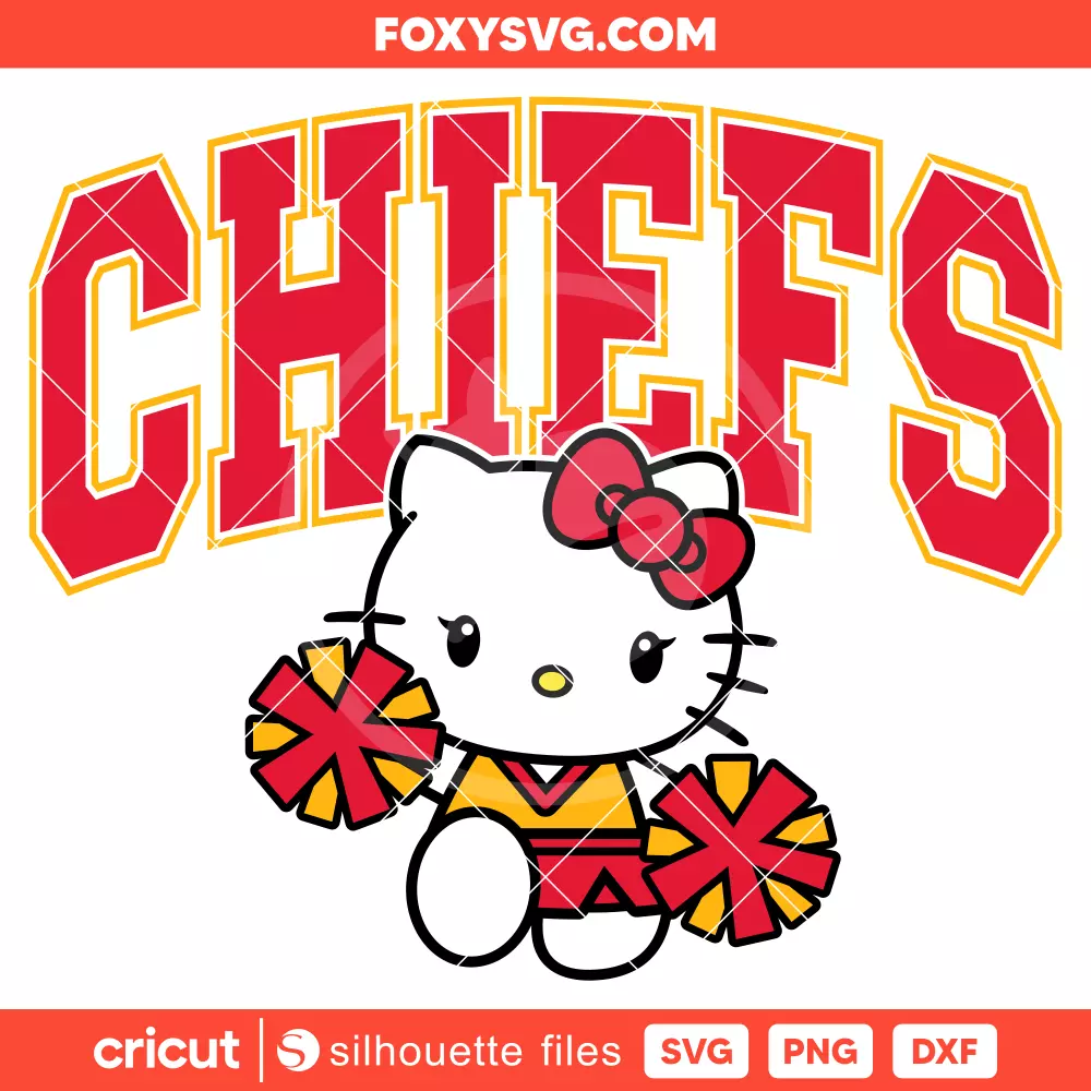 Hello Kitty Chiefs Cheerleader Svg, NFL Football Svg, Sanrio Svg, Cricut, Silhouette SVG Cut File