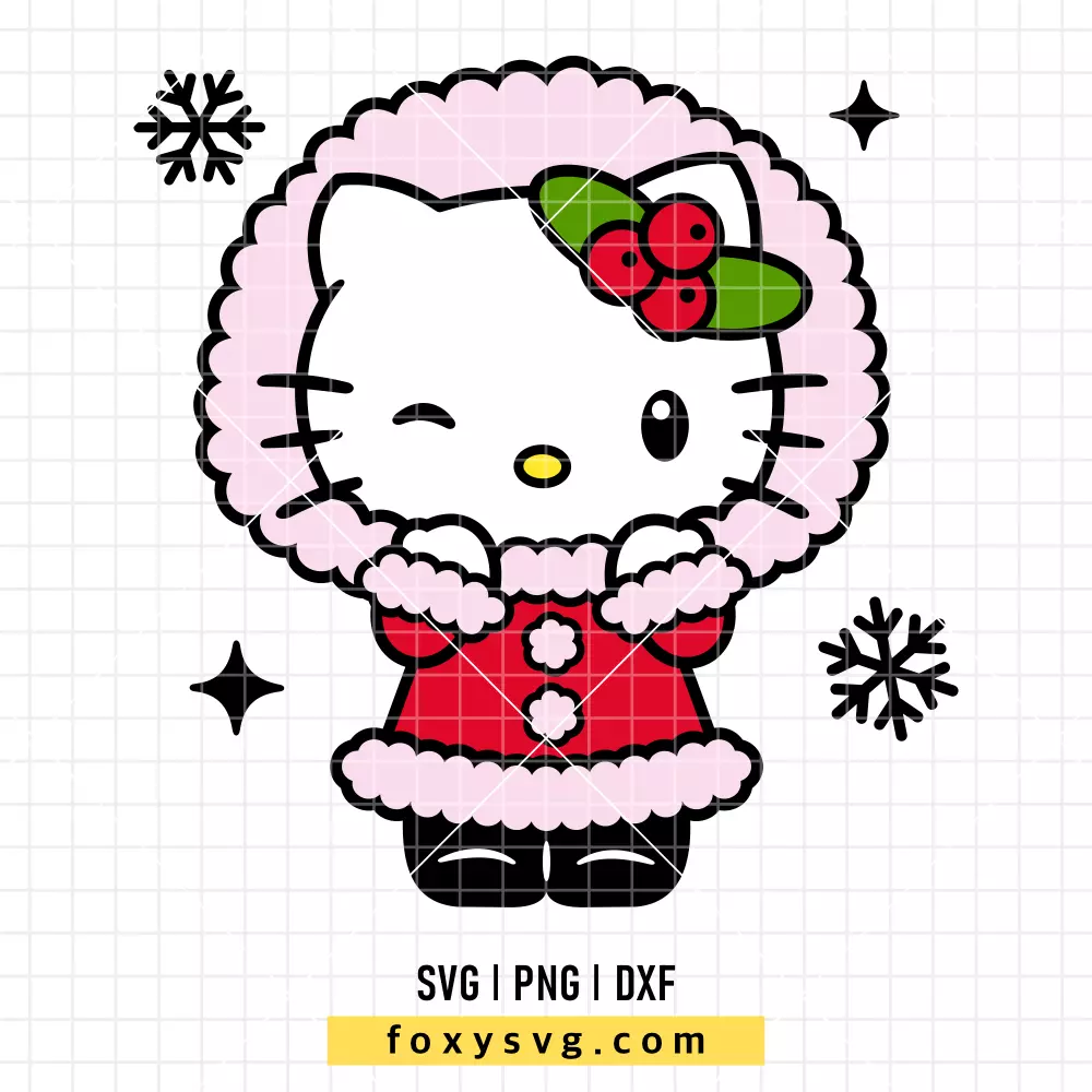 Christmas Hello Kitty SVG | Sanrio SVG PNG Design for Cricut, Silhouette
