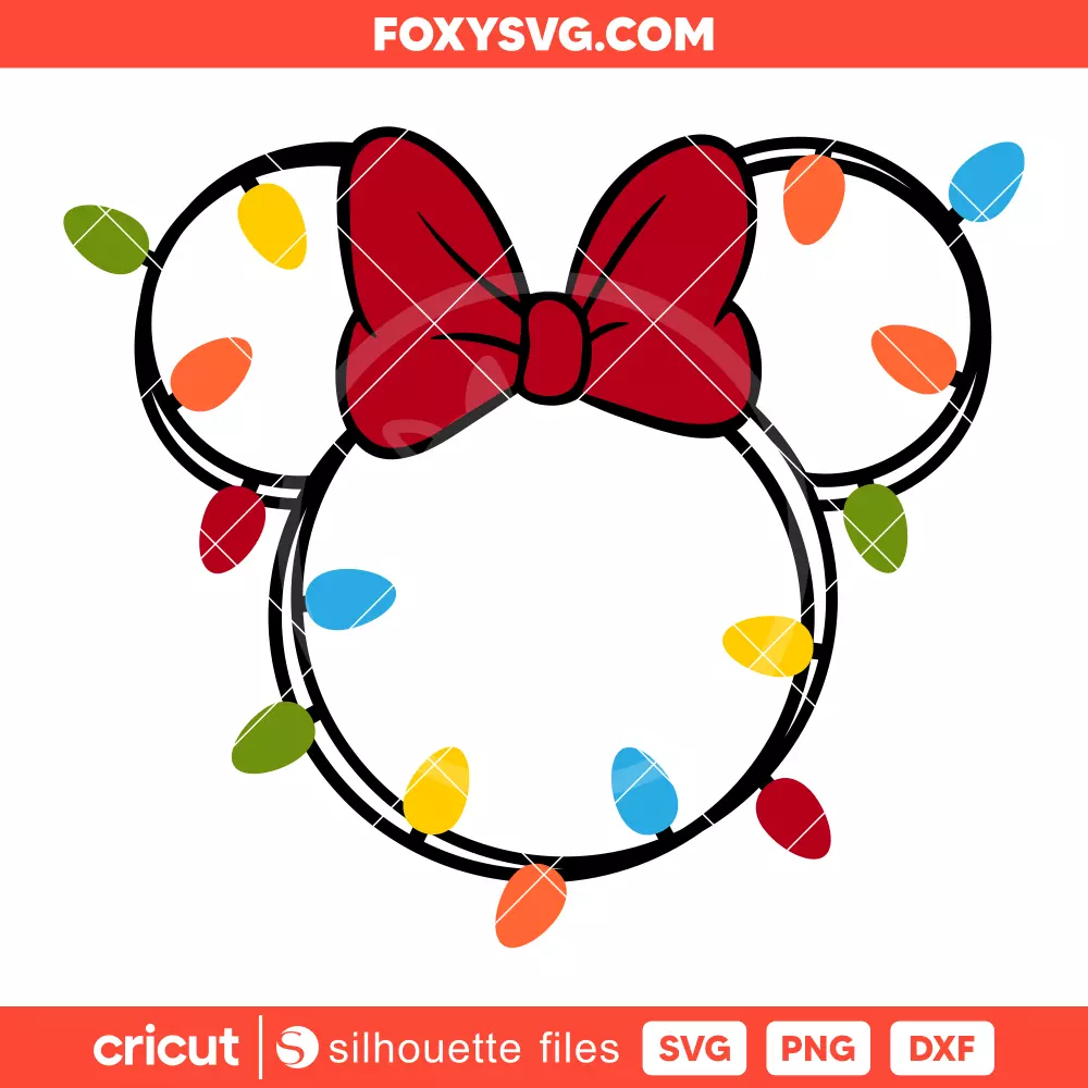 Christmas Lights Minnie Svg, Christmas Svg, Disney Svg, Cricut, Silhouette SVG Cut File