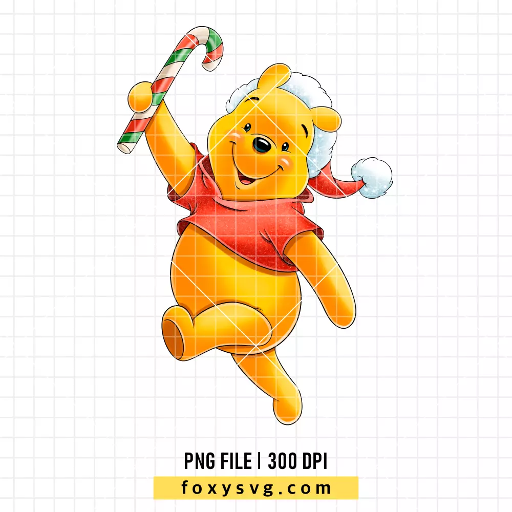 Winnie the Pooh Christmas Candy PNG, Christmas PNG, Disney PNG, Sublimation PNG