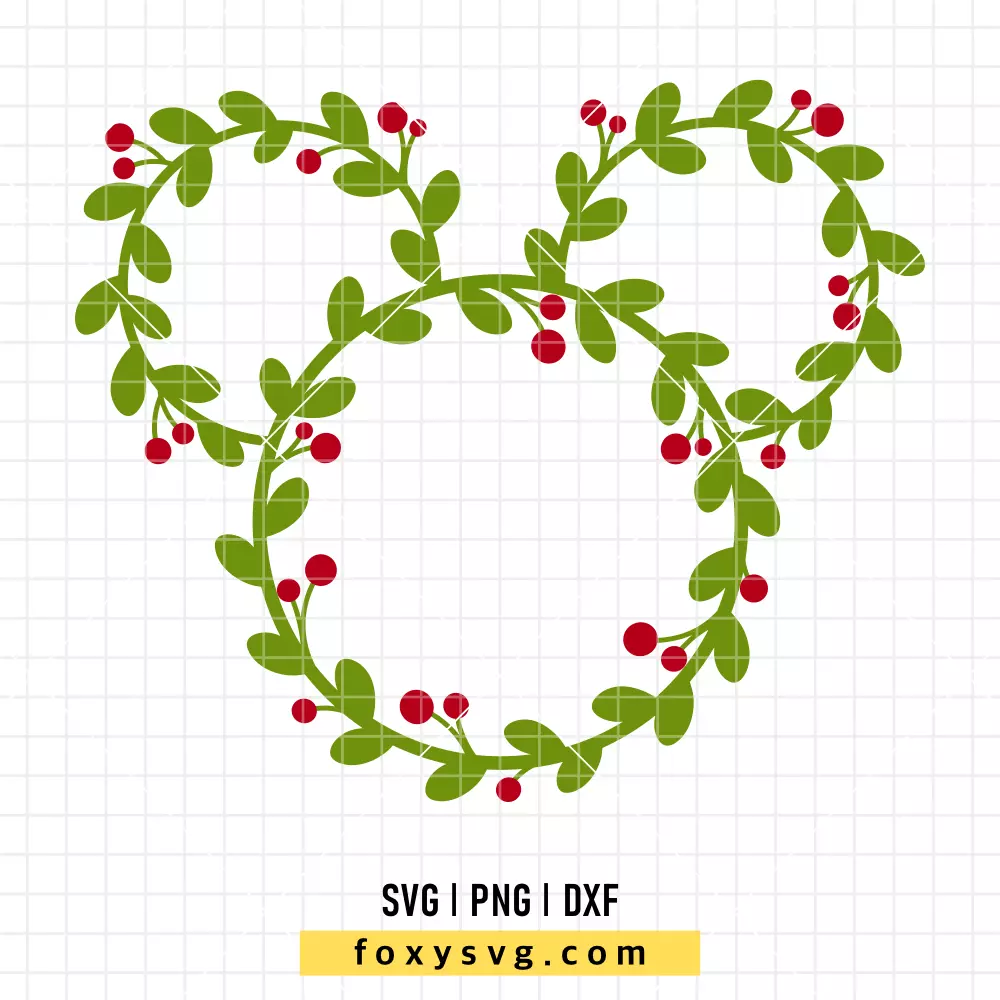 Christmas Wreath Mickey SVG, PNG | Disney SVG Cut File for Cricut & Silhouette