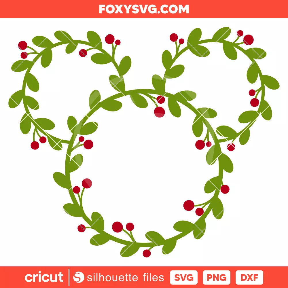 Christmas Wreath Mickey Svg, Christmas Svg, Disney Svg, Cricut, Silhouette SVG Cut File