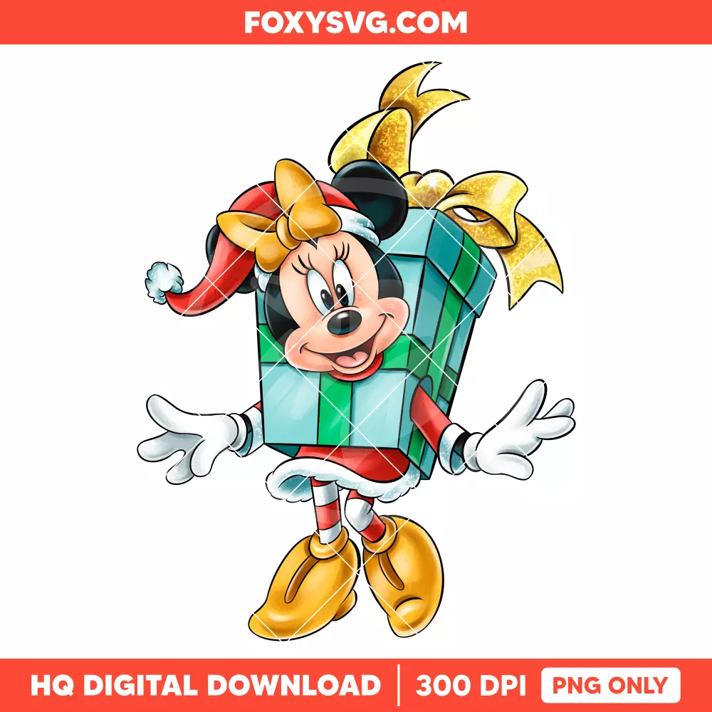 Minnie Christmas Gift PNG, Merry Christmas PNG, Disney PNG, Sublimation PNG