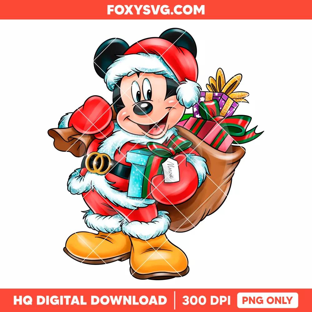 Mickey Mouse Santa Christmas PNG, Merry Christmas PNG, Disney PNG, Sublimation PNG