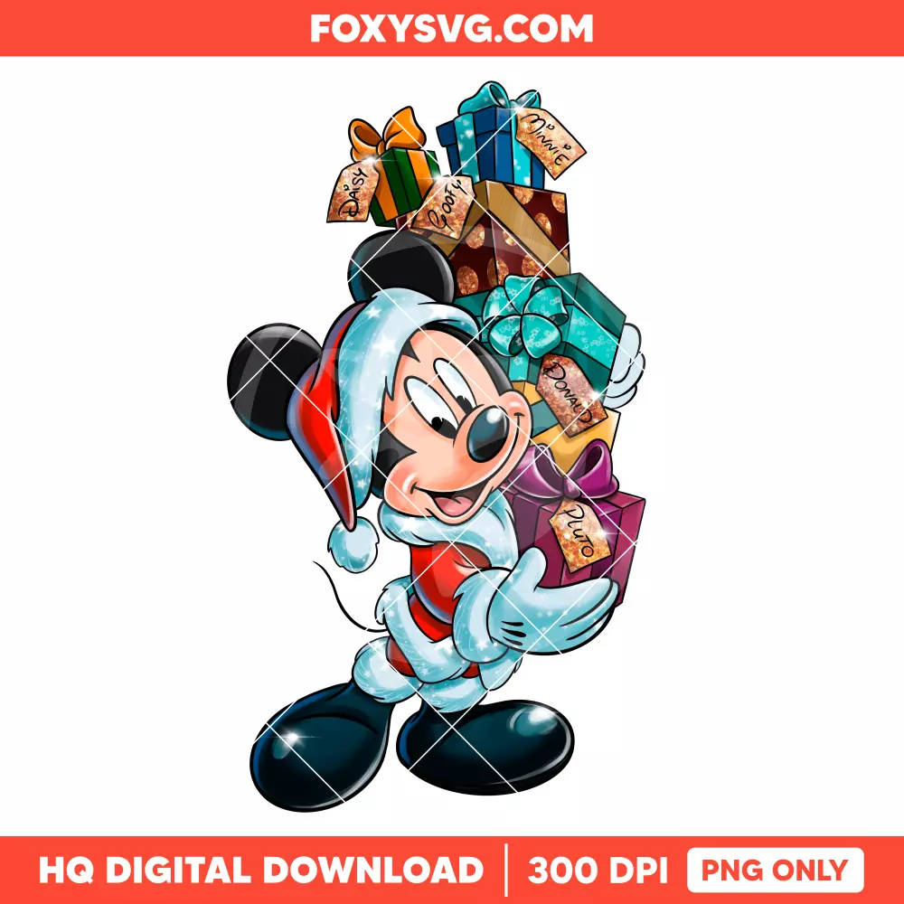 Mickey Mouse Santa Christmas PNG, Merry Christmas PNG, Disney PNG, Sublimation PNG