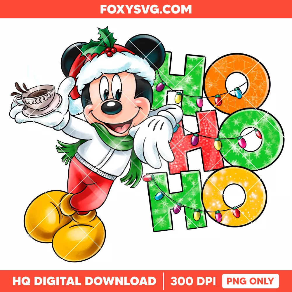 Mickey Ho Ho Ho Christmas PNG, Merry Christmas PNG, Disney PNG, Sublimation PNG