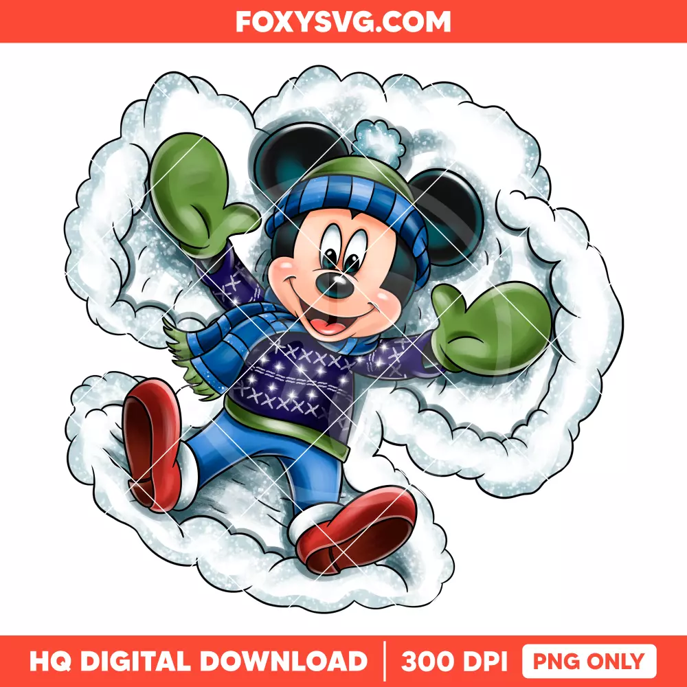 Mickey Snow Angel Christmas PNG, Merry Christmas PNG, Disney PNG, Sublimation PNG