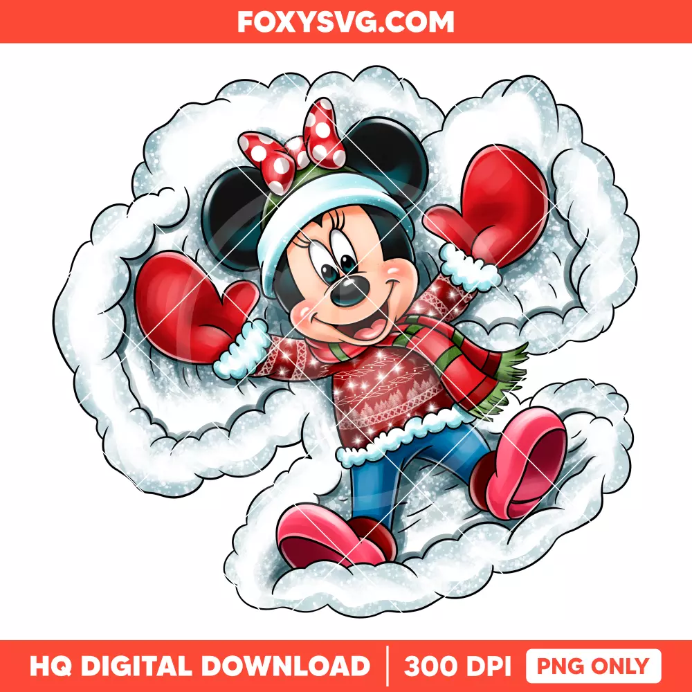 Minnie Snow Angel Christmas PNG, Merry Christmas PNG, Disney PNG, Sublimation PNG