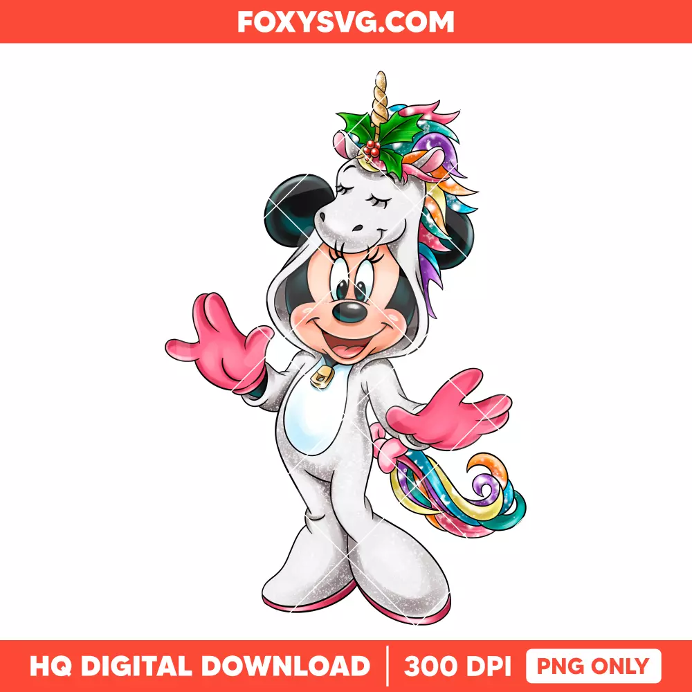 Minnie Christmas Unicorn PNG, Merry Christmas PNG, Disney PNG, Sublimation PNG