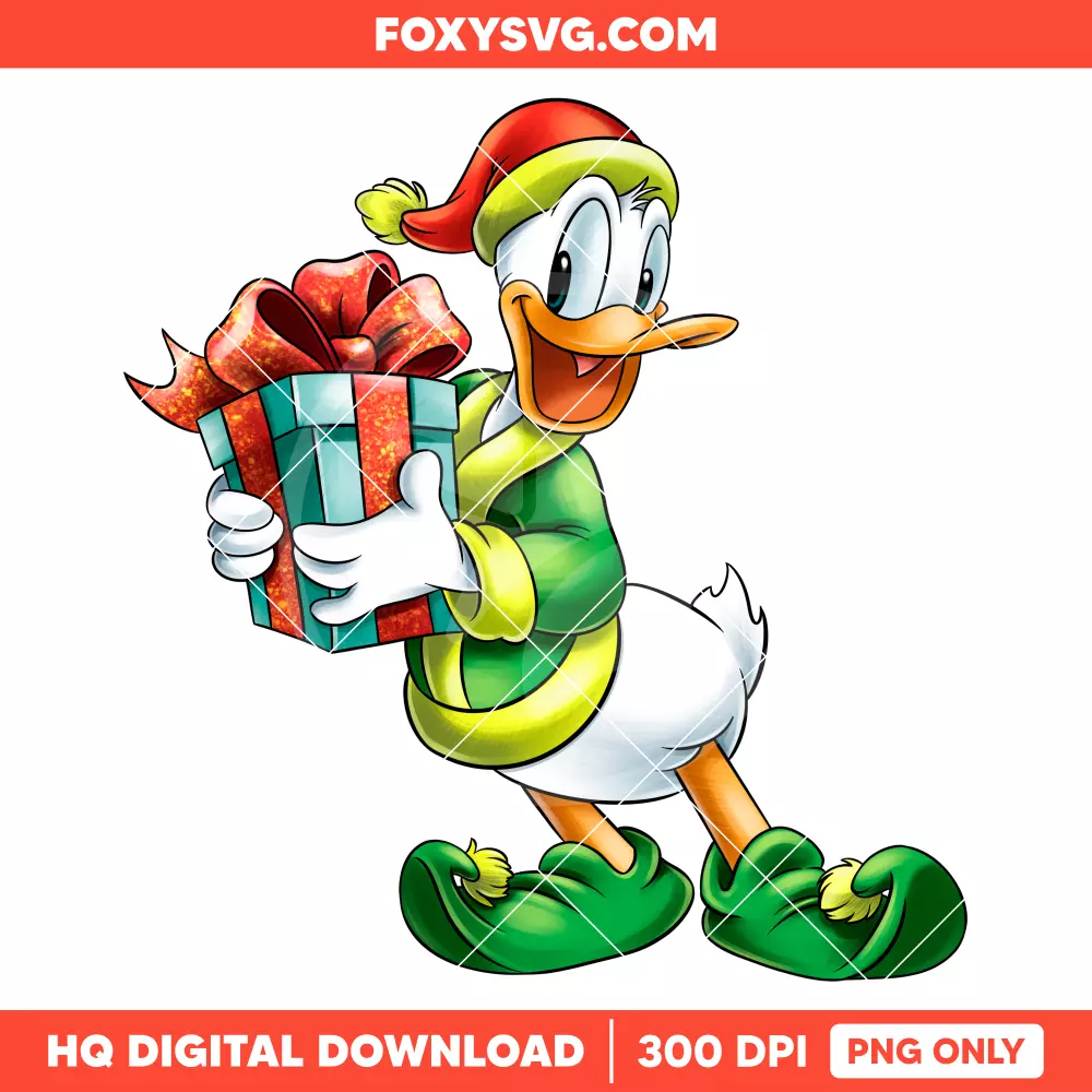 Donald Duck Christmas Gift PNG, Merry Christmas PNG, Disney PNG, Sublimation PNG
