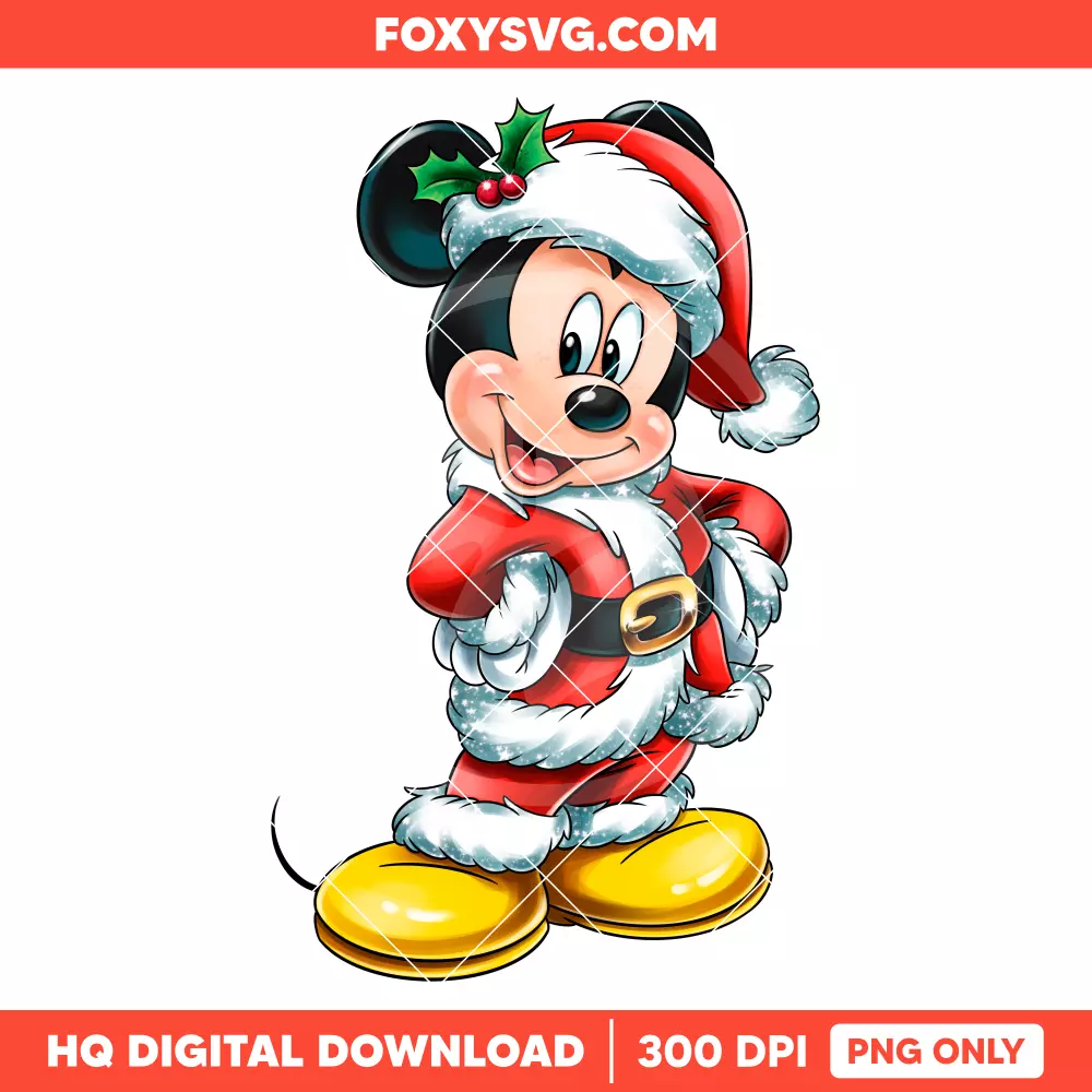 Mickey Mouse Santa Christmas PNG, Merry Christmas PNG, Disney PNG, Sublimation PNG