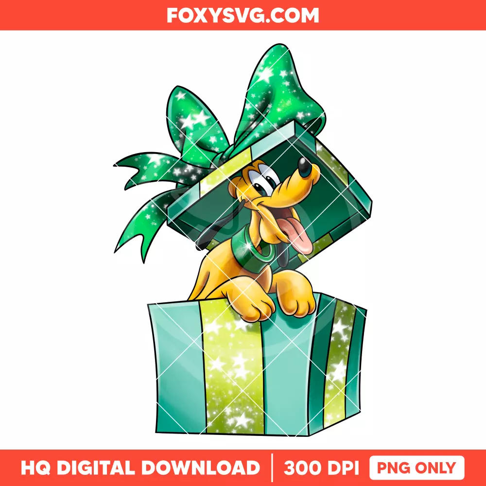 Pluto Christmas Gift PNG, Merry Christmas PNG, Disney PNG, Sublimation PNG