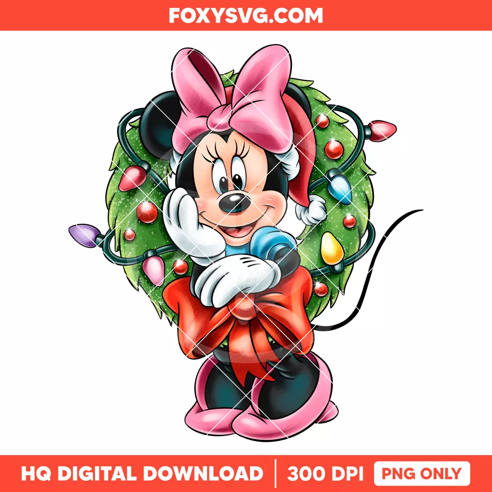 Minnie Mouse Christmas Wreath PNG, Merry Christmas PNG, Disney PNG, Sublimation PNG