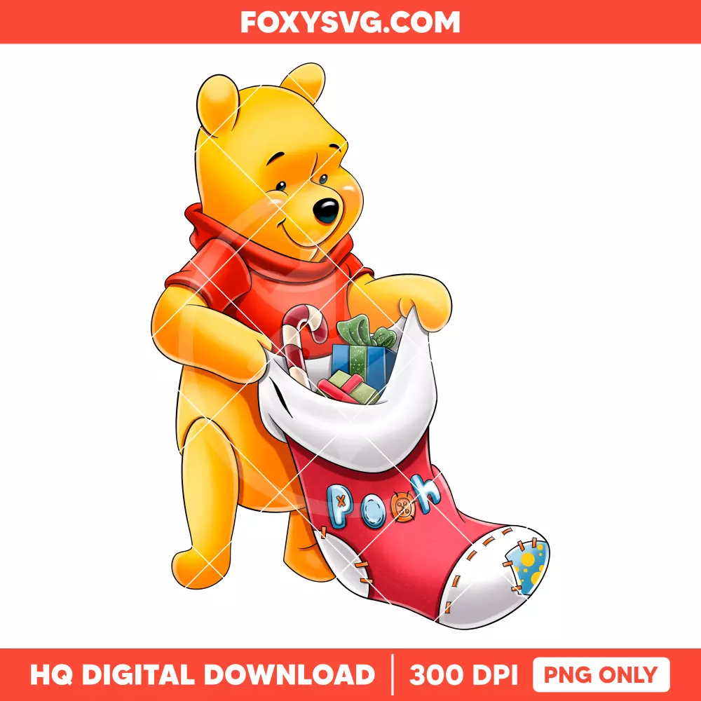 Christmas Winnie the Pooh PNG, Merry Christmas PNG, Disney PNG, Sublimation PNG