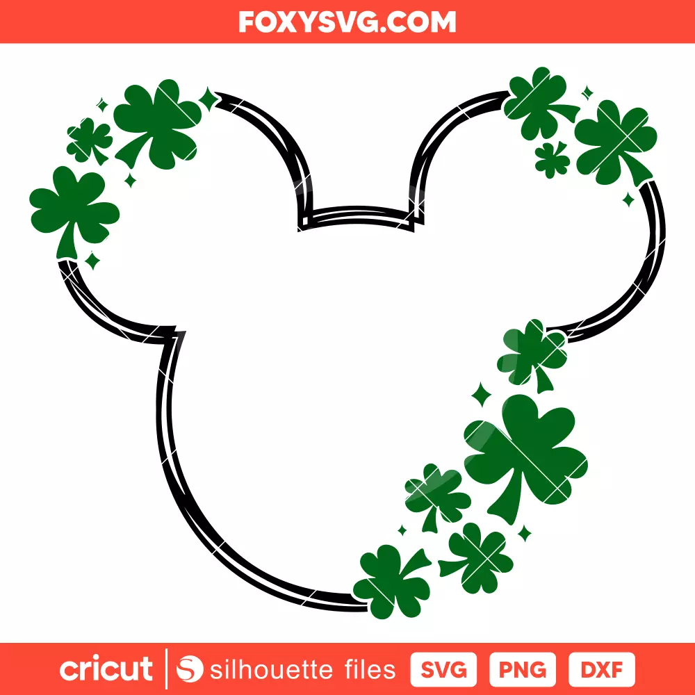 Clover Wreath Mickey Svg, St. Patrick’s Day Svg, Disney Svg, Cricut, Silhouette SVG Cut File