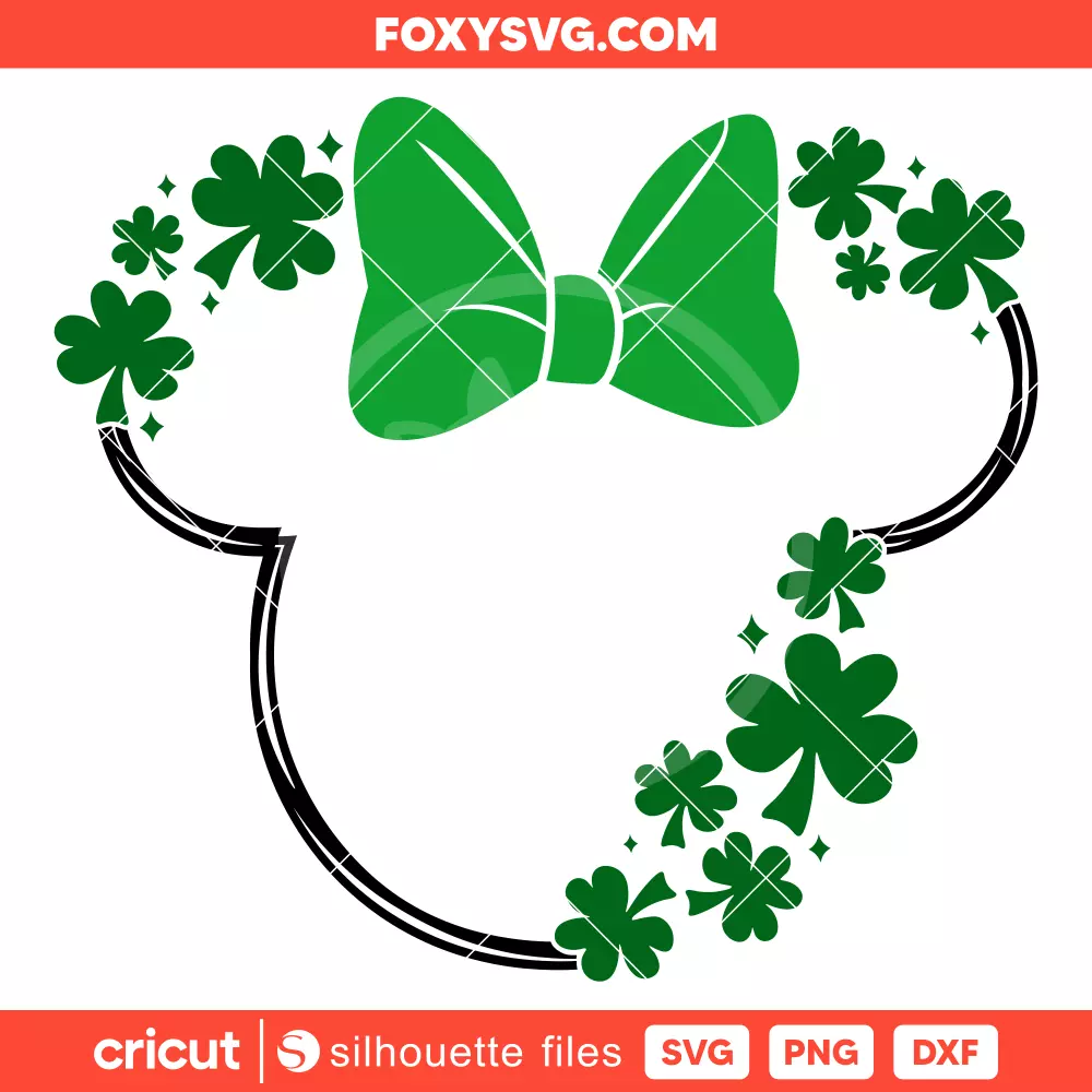 Clover Wreath Minnie Svg, St. Patrick’s Day Svg, Disney Svg, Cricut, Silhouette SVG Cut File