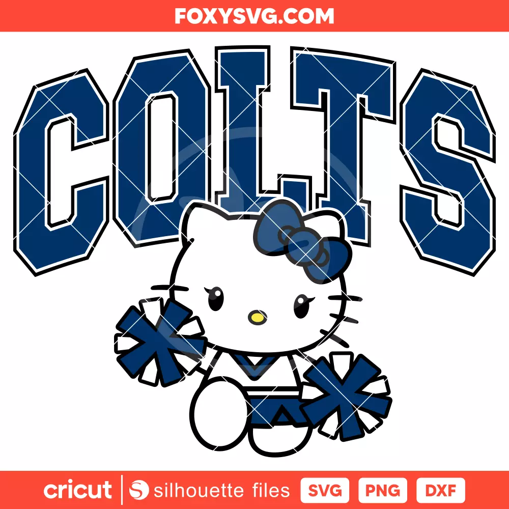 Hello Kitty Colts Cheerleader Svg, NFL Football Svg, Sanrio Svg, Cricut, Silhouette SVG Cut File
