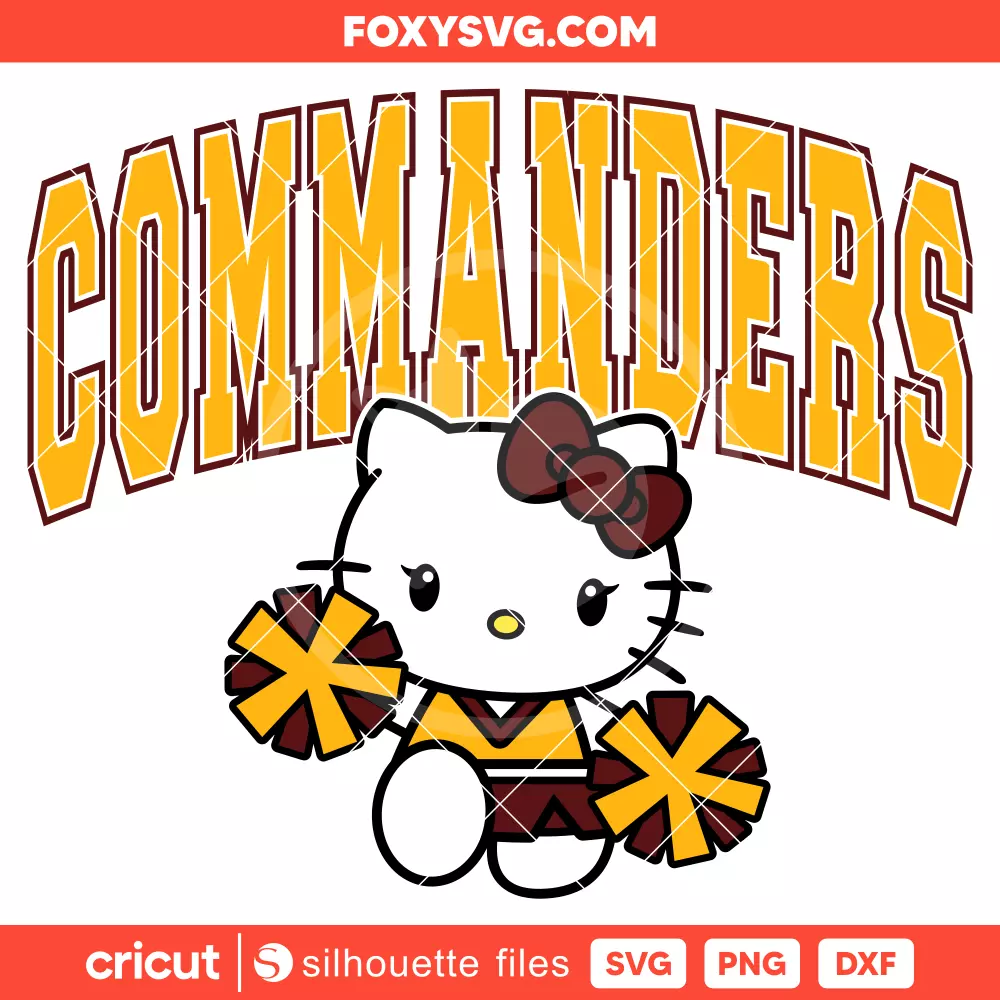 Hello Kitty Commanders Cheerleader Svg, NFL Football Svg, Sanrio Svg, Cricut, Silhouette SVG Cut File
