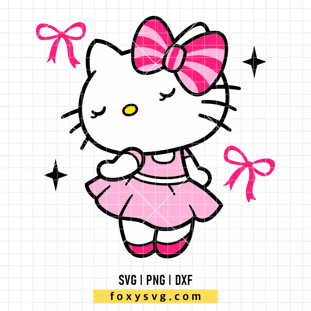 Coquette Bow Hello Kitty SVG | Sanrio SVG PNG Design for Cricut, Silhouette