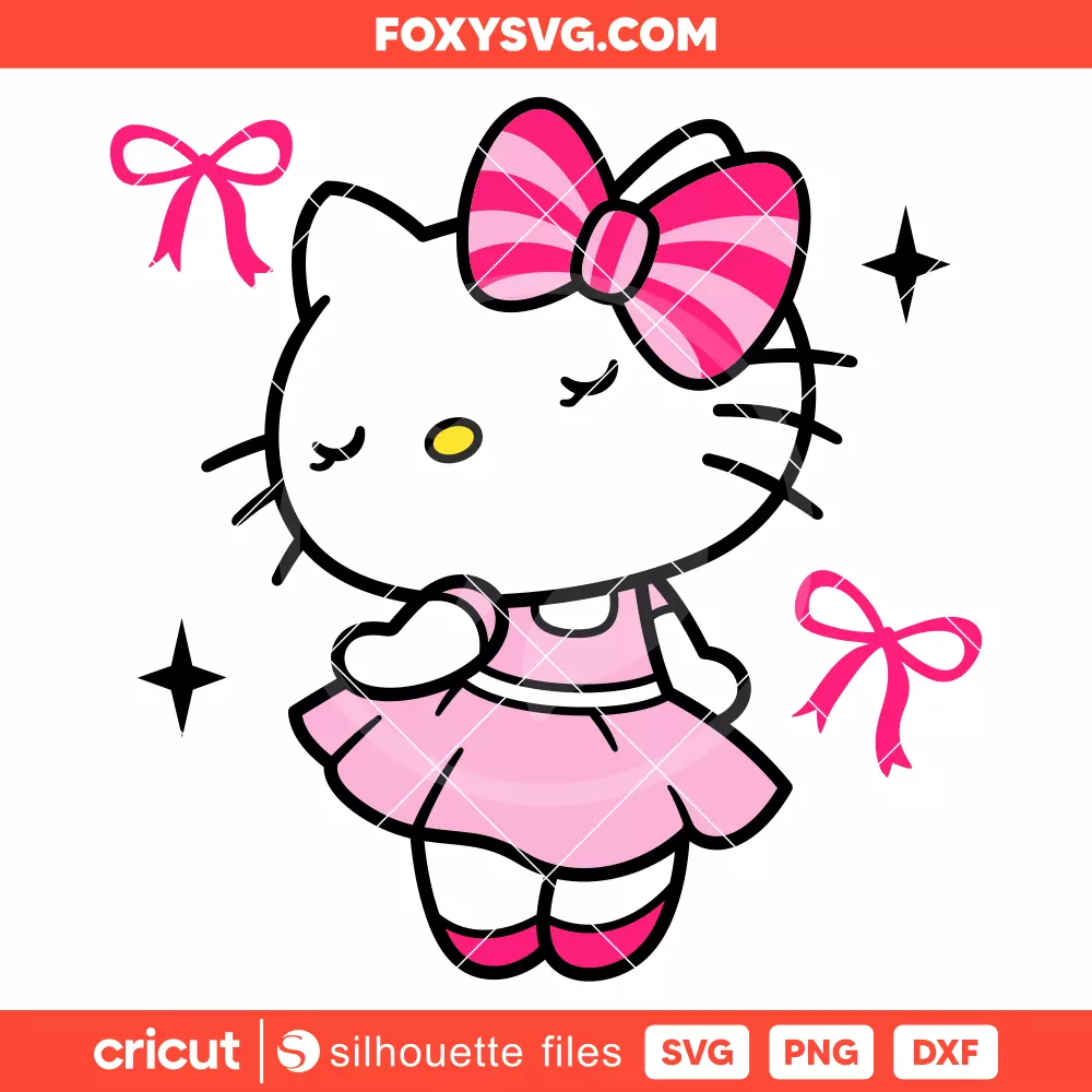 Coquette Bow Hello Kitty Svg, Sanrio Svg, Kawaii Svg, Cricut, Silhouette SVG Cut File