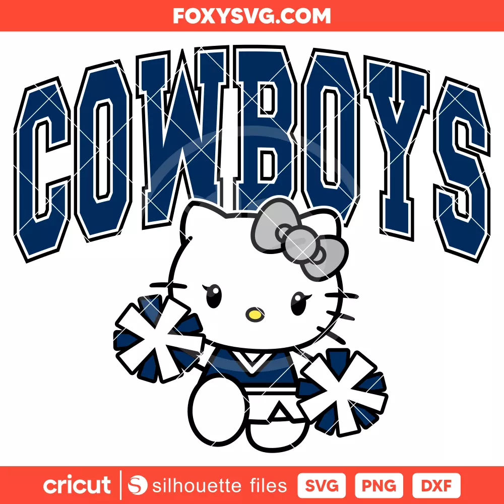 Hello Kitty Cowboys Cheerleader Svg, NFL Football Svg, Sanrio Svg, Cricut, Silhouette SVG Cut File