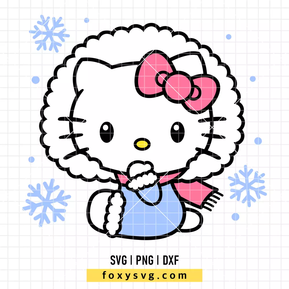Cute Winter Hello Kitty SVG | Sanrio SVG PNG Design for Cricut, Silhouette