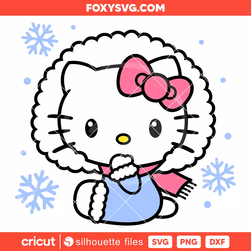 Cute Winter Hello Kitty Svg, Christmas Svg, Sanrio Svg, Cricut, Silhouette SVG Cut File