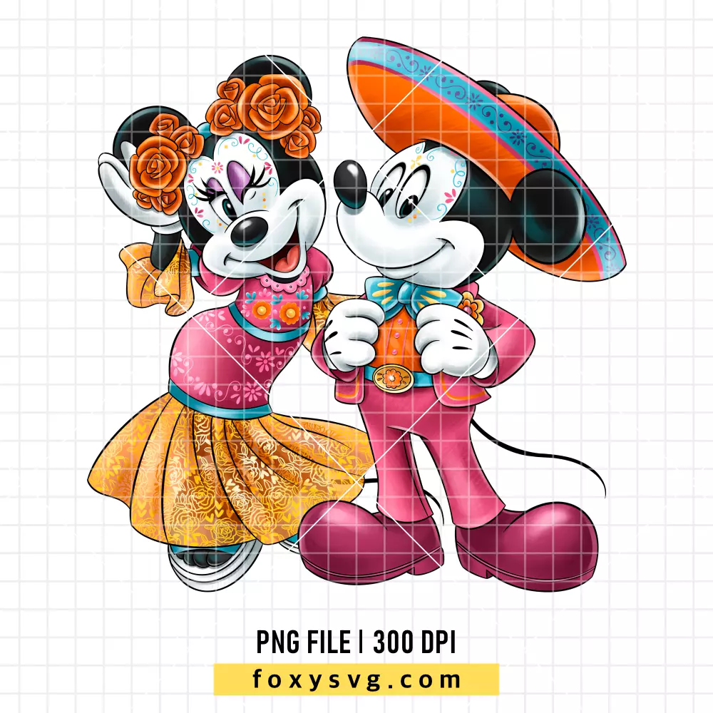 Mickey and Minnie El Día de Muertos PNG, Mexico PNG, Disney PNG, Sublimation PNG