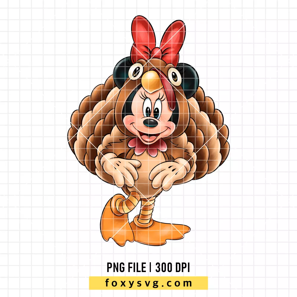 Minnie Mouse Thanksgiving Turkey PNG, Happy Thanksgiving PNG, Disney PNG, Sublimation PNG