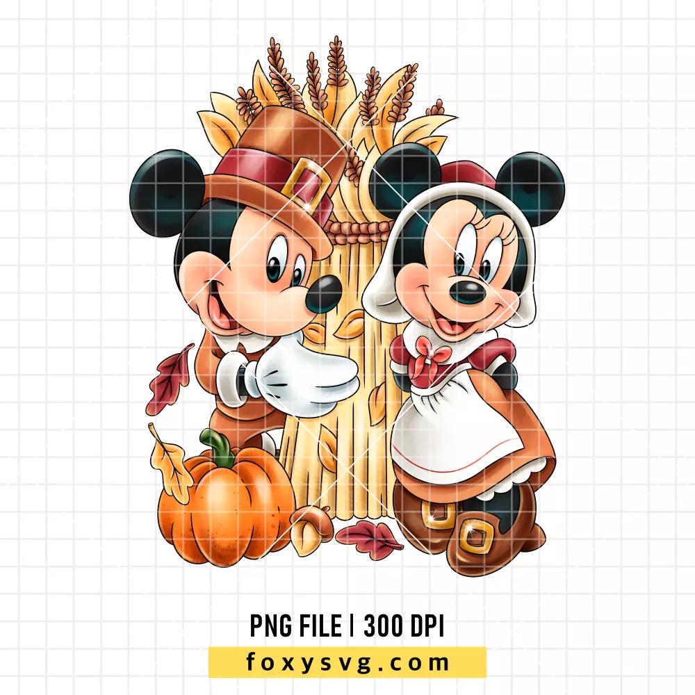 Mickey and Minnie Thanksgiving PNG, Happy Thanksgiving PNG, Disney PNG, Sublimation PNG