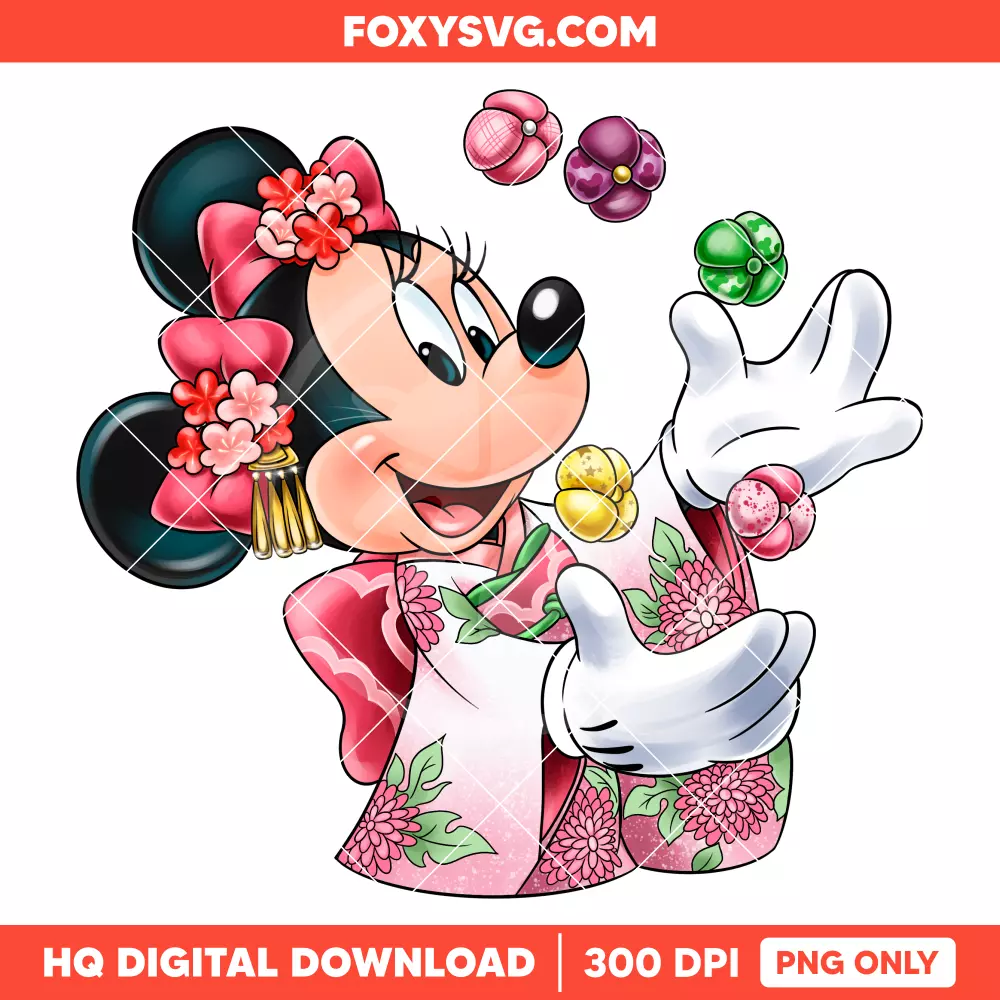 Japanese Style Minnie PNG, Mickey & Friends PNG, Disney PNG, Sublimation PNG