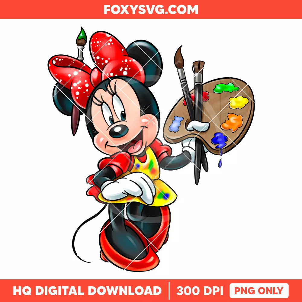 Minnie Artist PNG, Mickey & Friends PNG, Disney PNG, Sublimation PNG