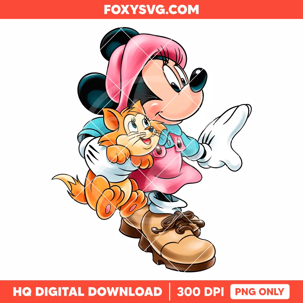 Minnie with a Cat PNG, Mickey & Friends PNG, Disney PNG, Sublimation PNG