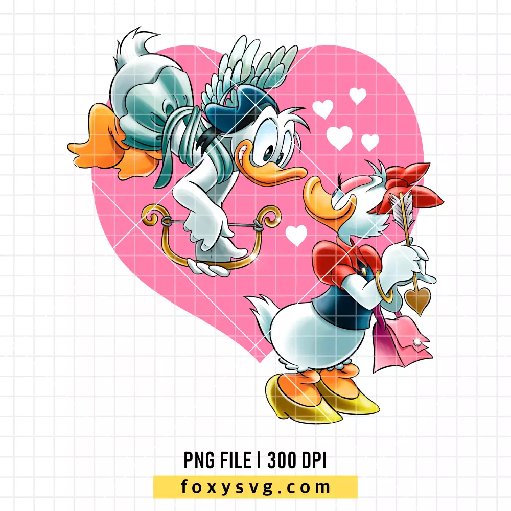 Donald & Daisy In Love Valentine PNG, Valentine’s Day PNG, Disney PNG, Sublimation PNG