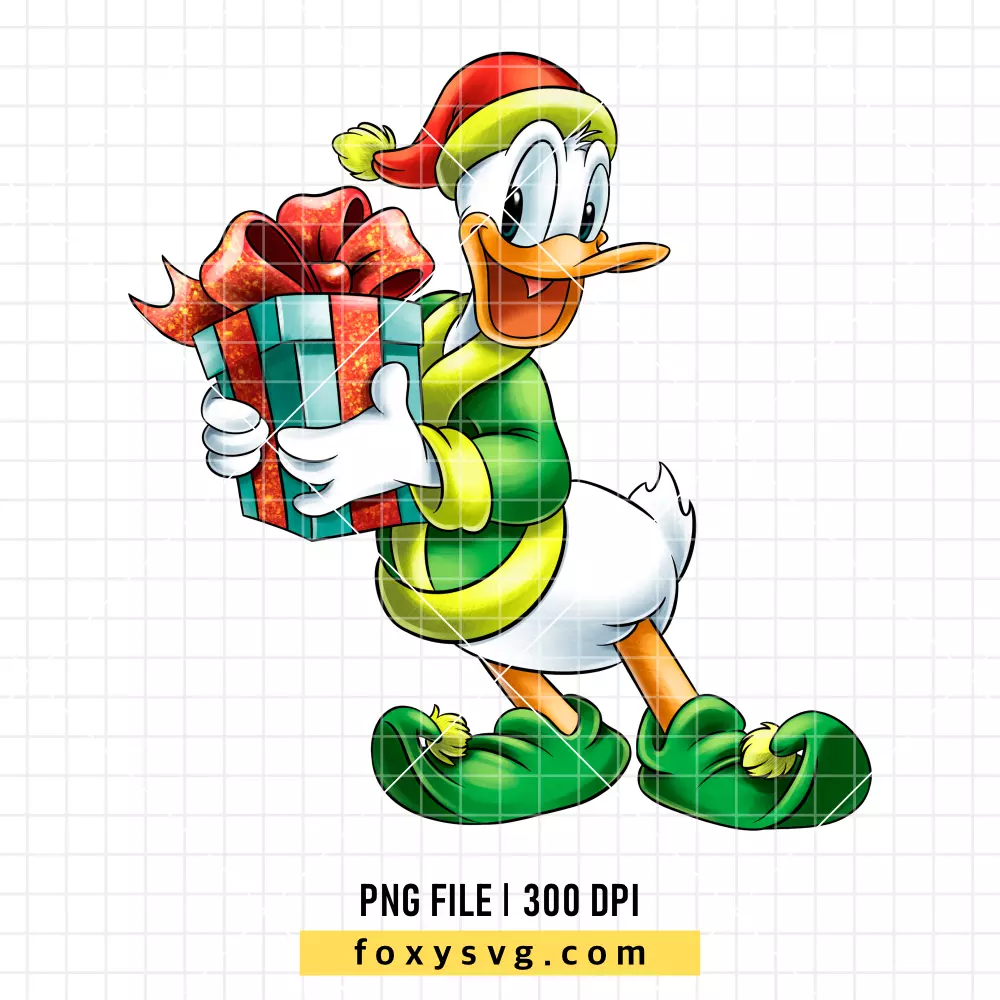 Donald Duck Christmas Gift PNG, Christmas PNG, Disney PNG, Sublimation PNG