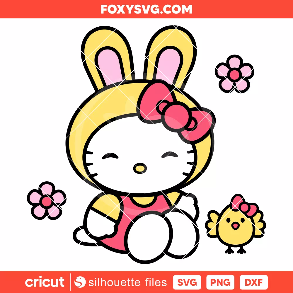 Easter Bunny Hello Kitty Svg, Happy Easter Svg, Sanrio Svg, Cricut, Silhouette SVG Cut File