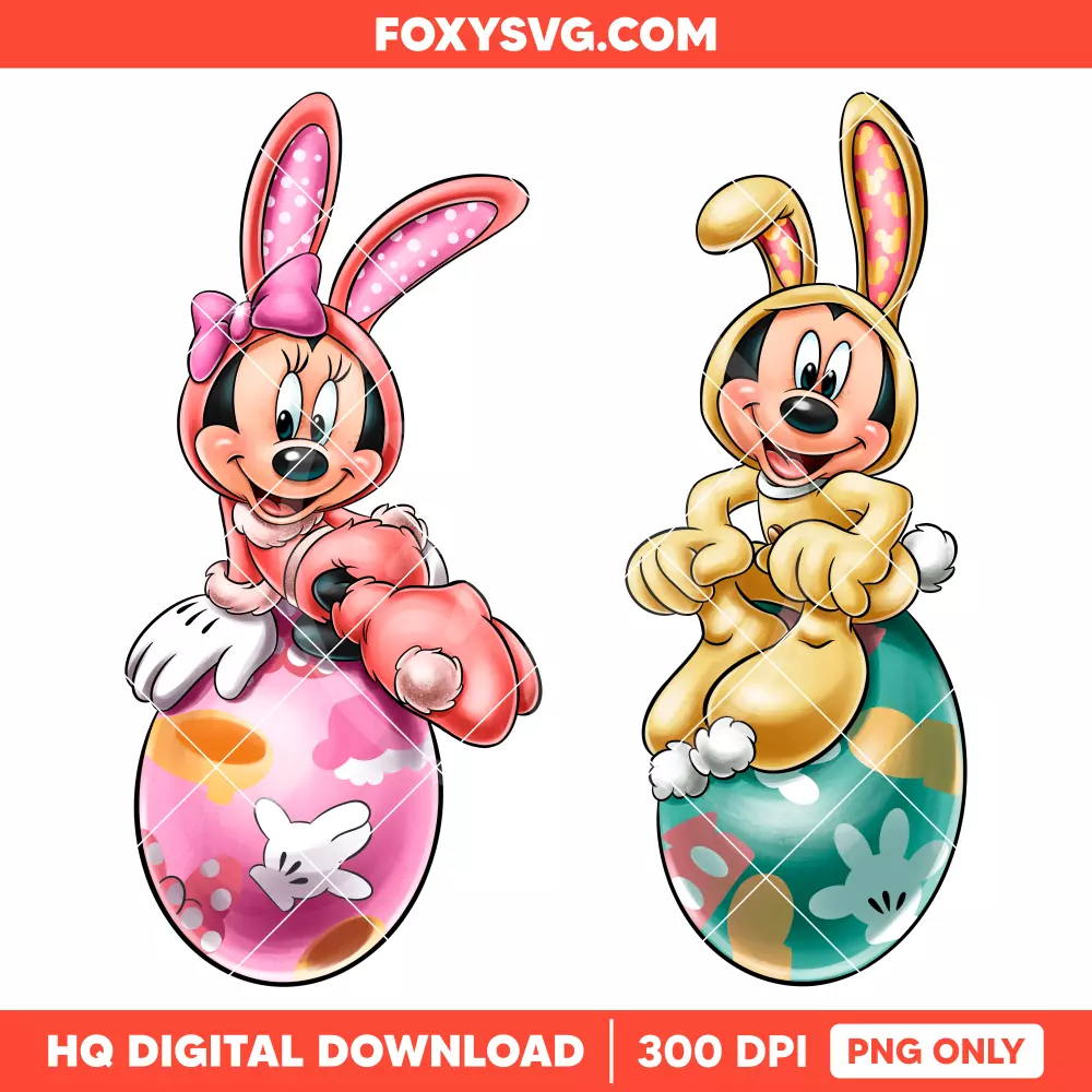 Mickey & Minnie Easter Eggs PNG, Happy Easter PNG, Disney PNG, Sublimation PNG