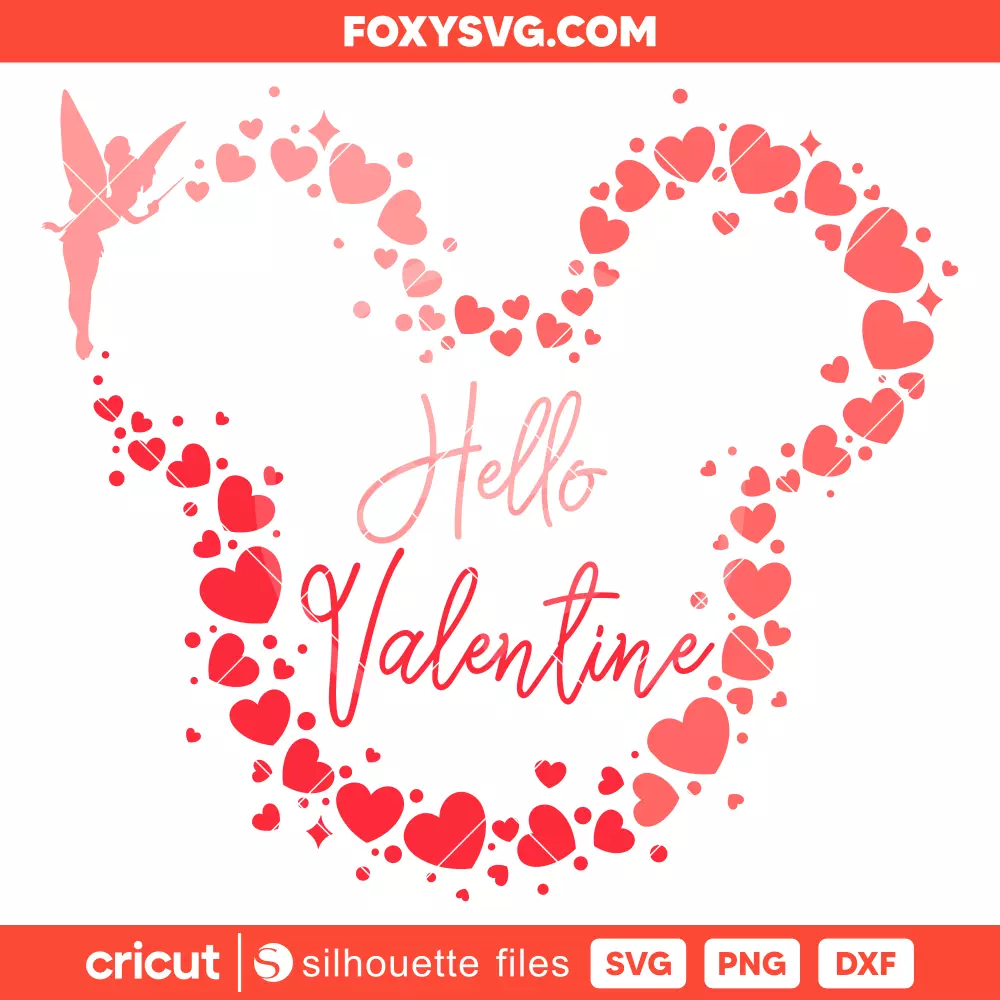 Fairy Hearts Mickey Mouse Svg, Valentine’s Day Svg, Disney Svg, Cricut, Silhouette SVG Cut File