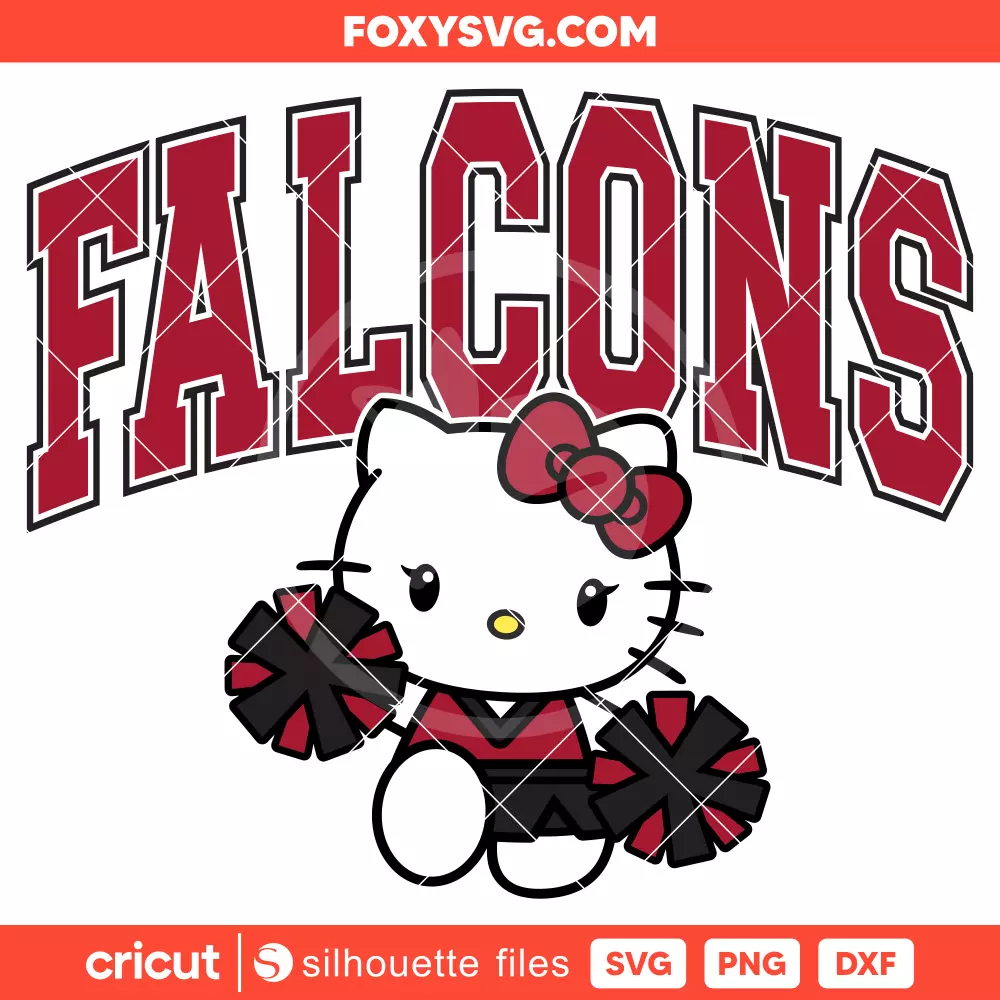 Hello Kitty Falcons Cheerleader Svg, NFL Football Svg, Sanrio Svg, Cricut, Silhouette SVG Cut File