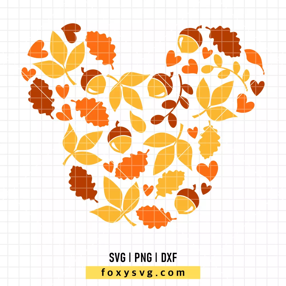 Fall Leaves Mickey SVG, PNG | Disney SVG Cut File for Cricut & Silhouette