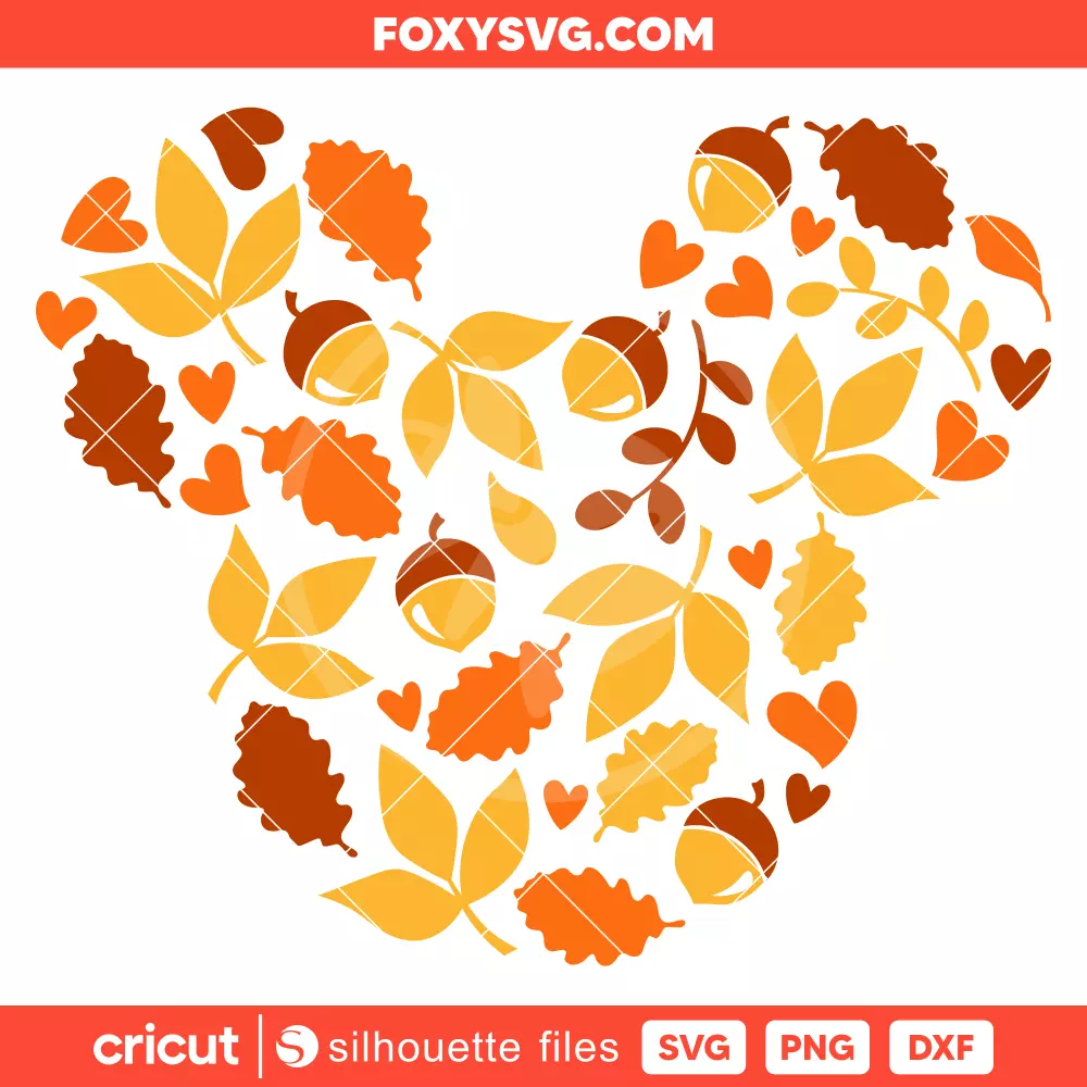 Fall Leaves Mickey Svg, Halloween Svg, Disney Svg, Cricut, Silhouette SVG Cut File