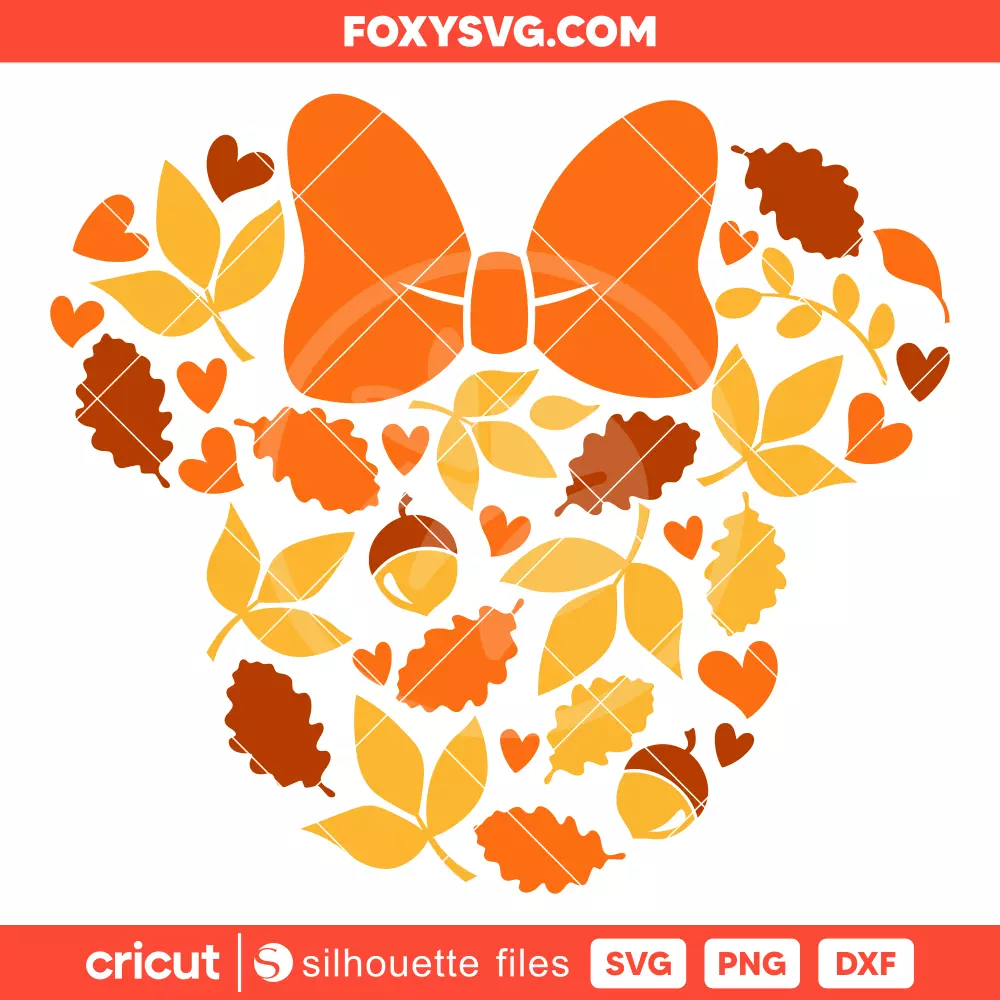 Fall Leaves Minnie Svg, Halloween Svg, Disney Svg, Cricut, Silhouette SVG Cut File