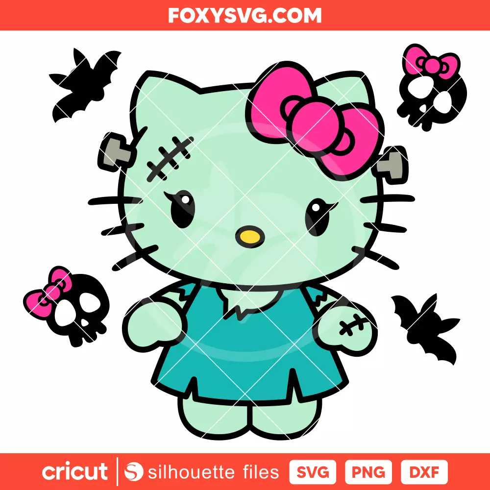 Frankenstein Hello Kitty Svg, Sanrio Svg, Halloween Svg, Cricut, Silhouette SVG Cut File