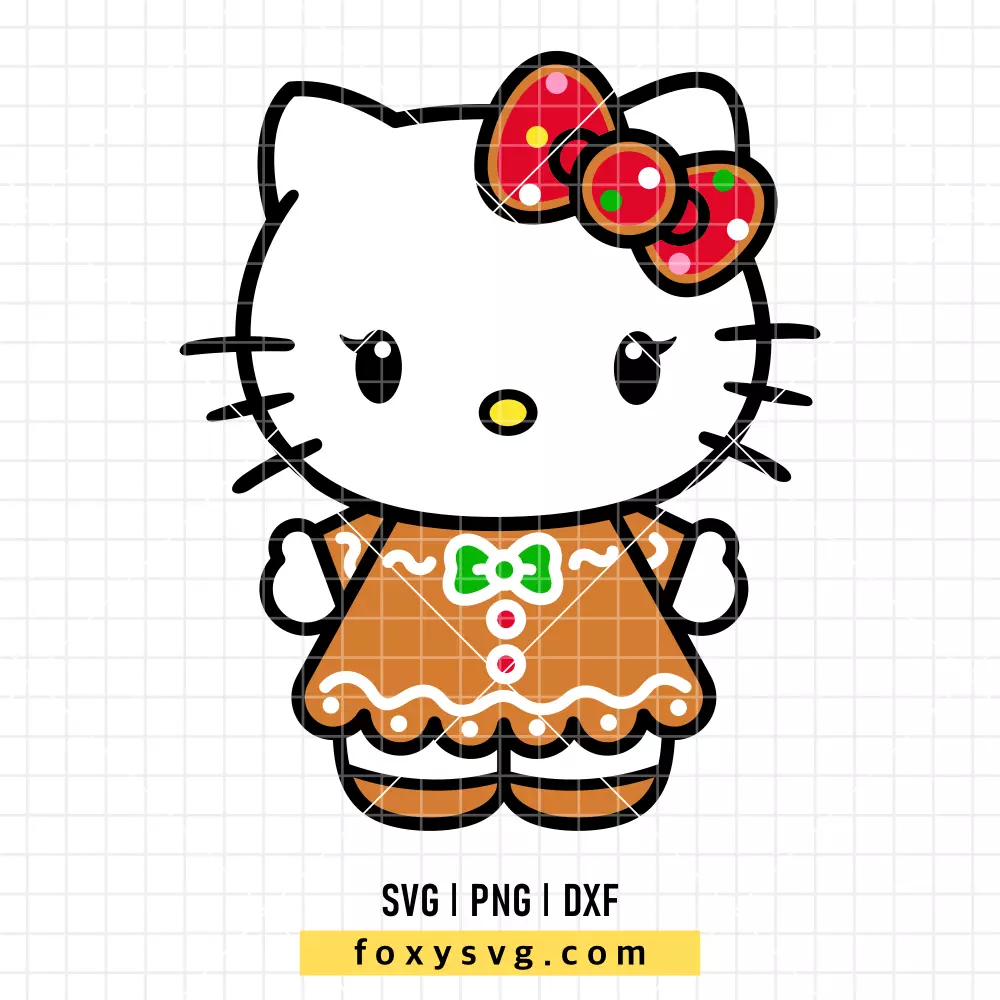 Gingerbread Hello Kitty SVG | Sanrio SVG PNG Design for Cricut, Silhouette